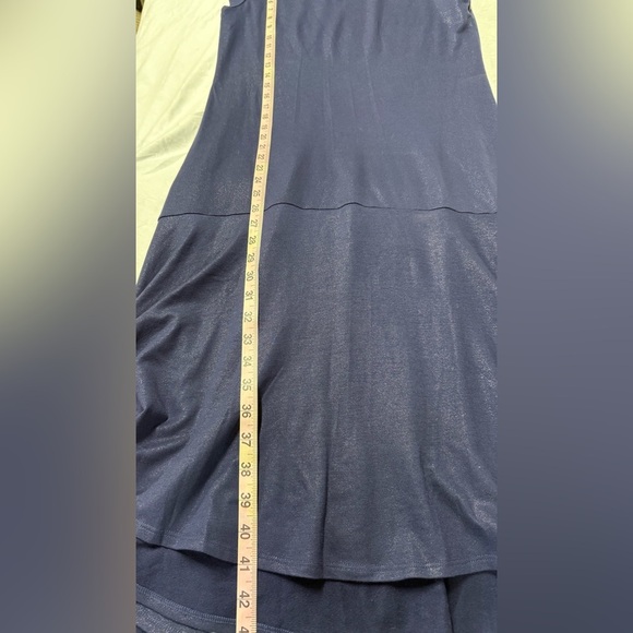 Maeve Anthropologie Ismene Navy Blue Metallic Cap Sleeve Drop Waist Midi Dress S - Picture 8 of 9